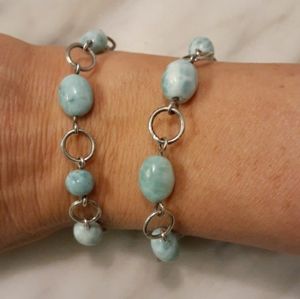 Authentic Dominican Larimar Sterling Silver Bracelet